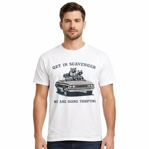 Get In Scavenger Thrifting Shirt Raccoon Graphic Tee Unisex Thrift Shopping Top